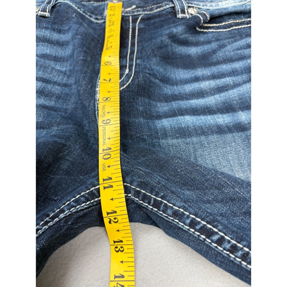 Miss Me Curvy Straight Jeans Womens 34x32 Y2K Rhinestone Dark Wash - Picture 11 of 15